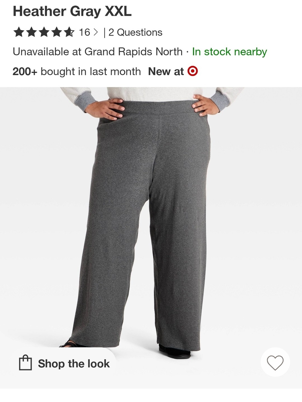 Relaxed Ribbed Wide-Leg Women's Pants — Heather Gray
